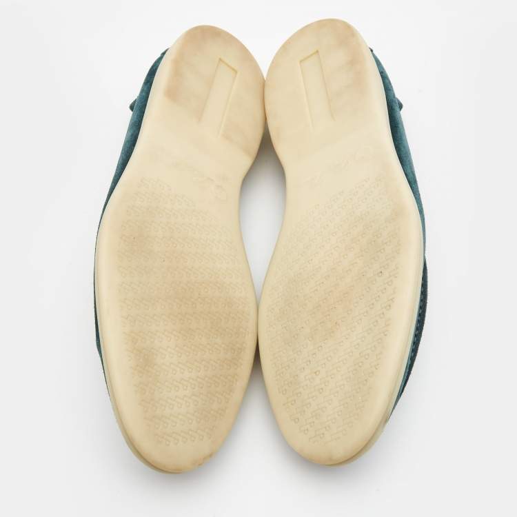 مملوكة مسبقًا Loro Piana Teal Suede Summer Walk Loafers Size 41.5 