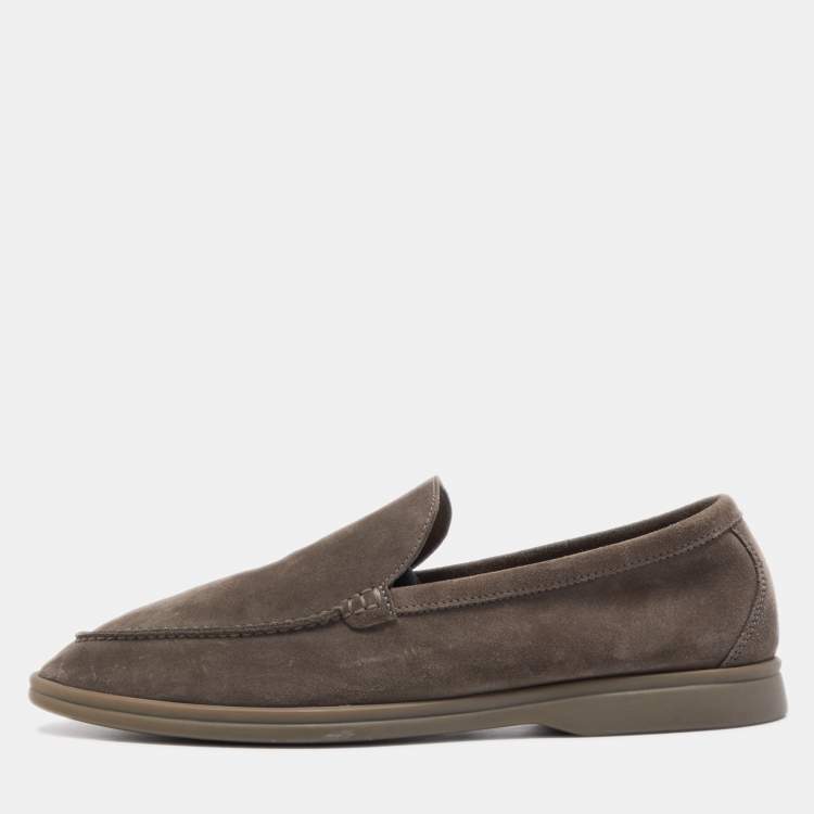 مملوكة مسبقًا Loro Piana Brown Suede Summer Walk Slip On Loafers Size 43