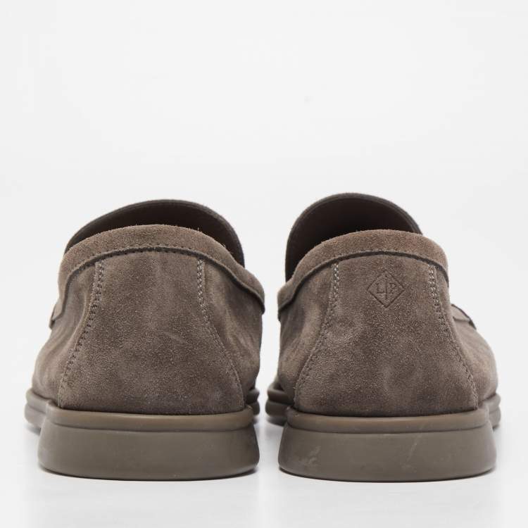 مملوكة مسبقًا Loro Piana Brown Suede Summer Walk Slip On Loafers Size 43