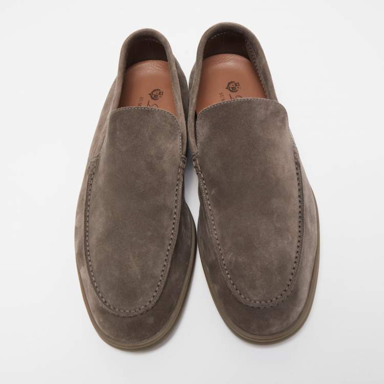مملوكة مسبقًا Loro Piana Brown Suede Summer Walk Slip On Loafers Size 43