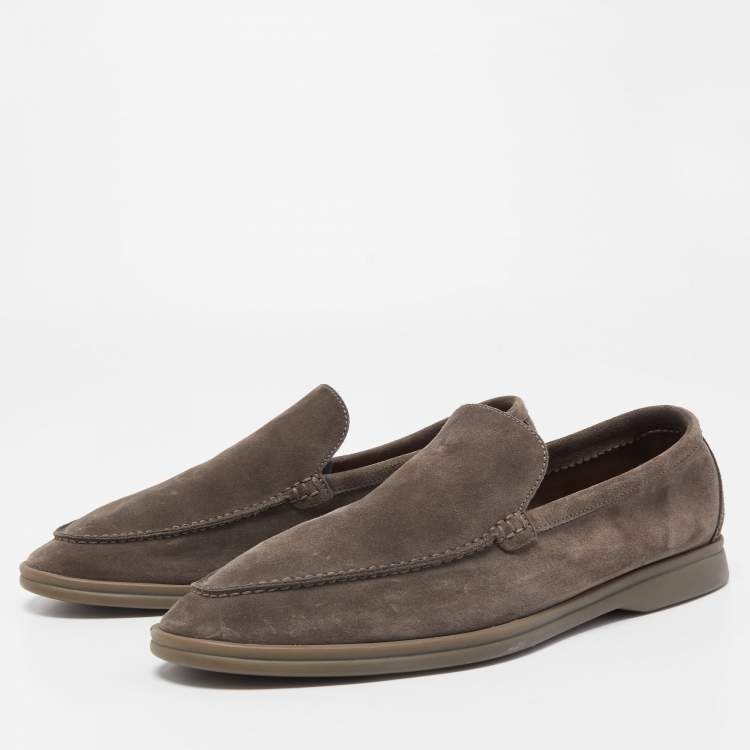 مملوكة مسبقًا Loro Piana Brown Suede Summer Walk Slip On Loafers Size 43