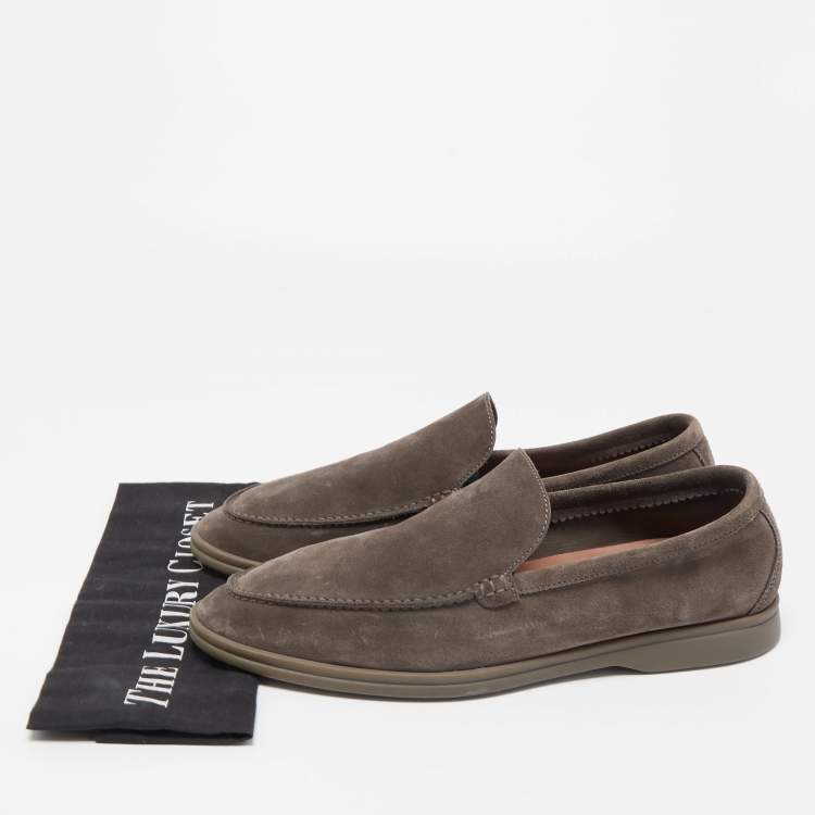 مملوكة مسبقًا Loro Piana Brown Suede Summer Walk Slip On Loafers Size 43
