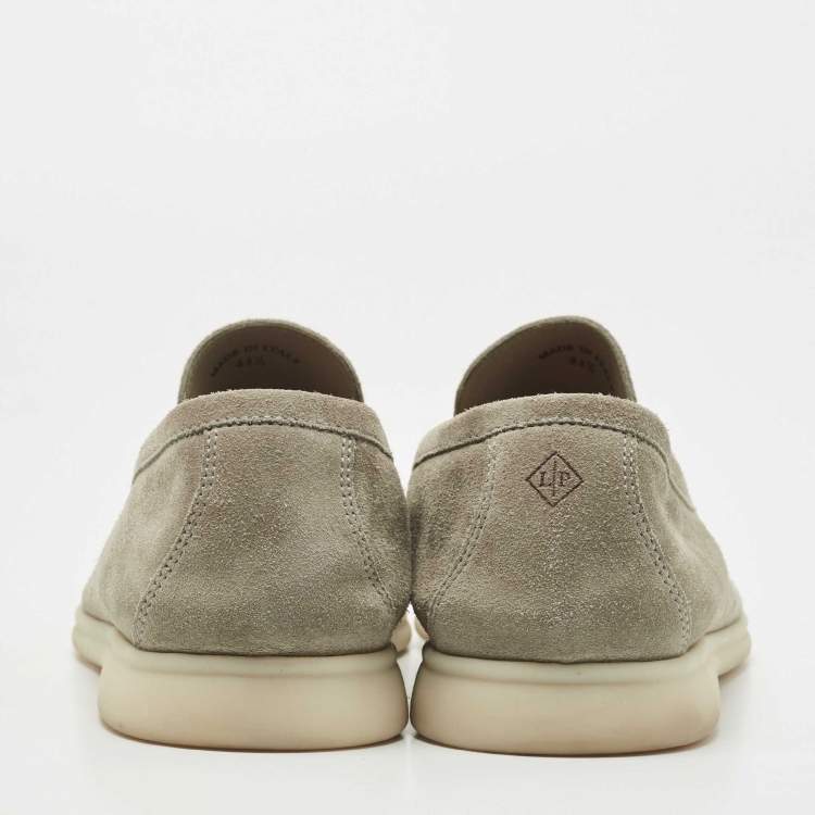 Pre Owned Loro Piana Grey Suede Summer Walk Slip On Loafers Size 41.5