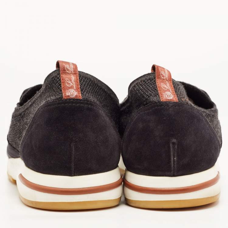 Pre Owned Loro Piana Black Knit Fabric 360 LP Flexy Walk Sneakers Size 44