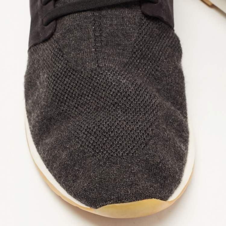 Pre Owned Loro Piana Black Knit Fabric 360 LP Flexy Walk Sneakers Size 44