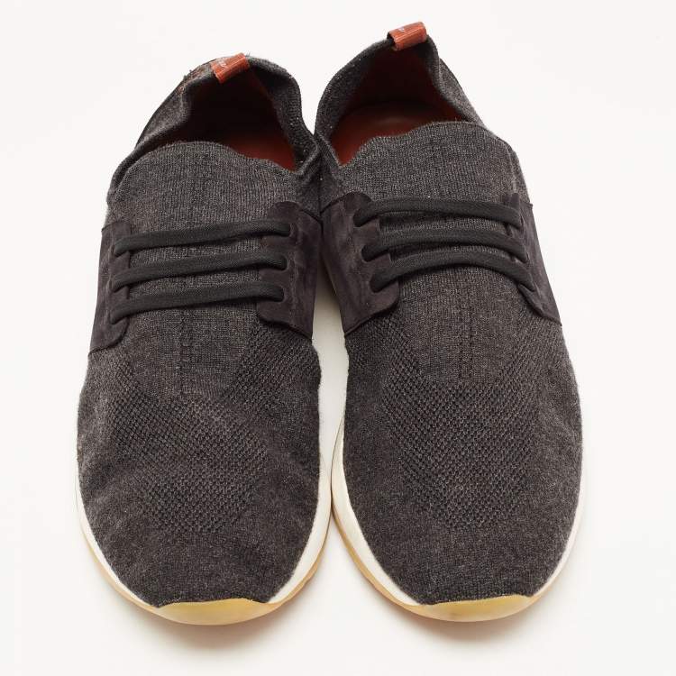 Pre Owned Loro Piana Black Knit Fabric 360 LP Flexy Walk Sneakers Size 44
