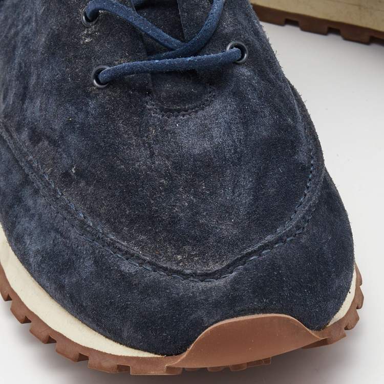 Pre Owned Loro Piana Navy Blue Suede Weekend Walk Trainers Sneakers Size 42
