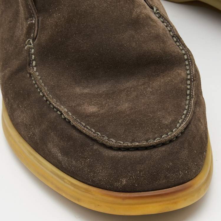 Pre Owned Loro Piana  Dark Grey Suede Open Walk Ankle Boots Size 45