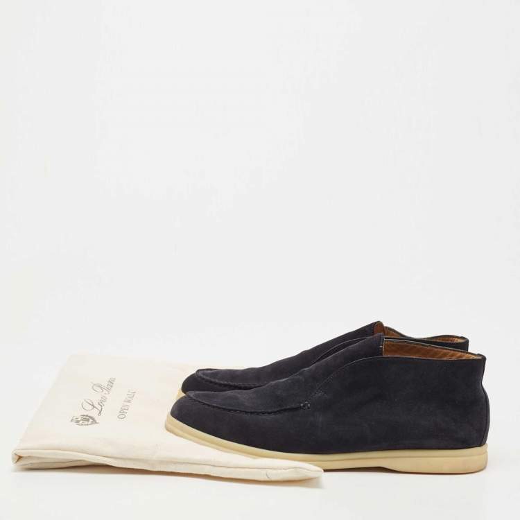 مملوكة مسبقًا Loro Piana Navy Blue Suede Open Walk Ankle Boots Size 41