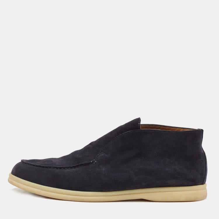 مملوكة مسبقًا Loro Piana Navy Blue Suede Open Walk Ankle Boots Size 41