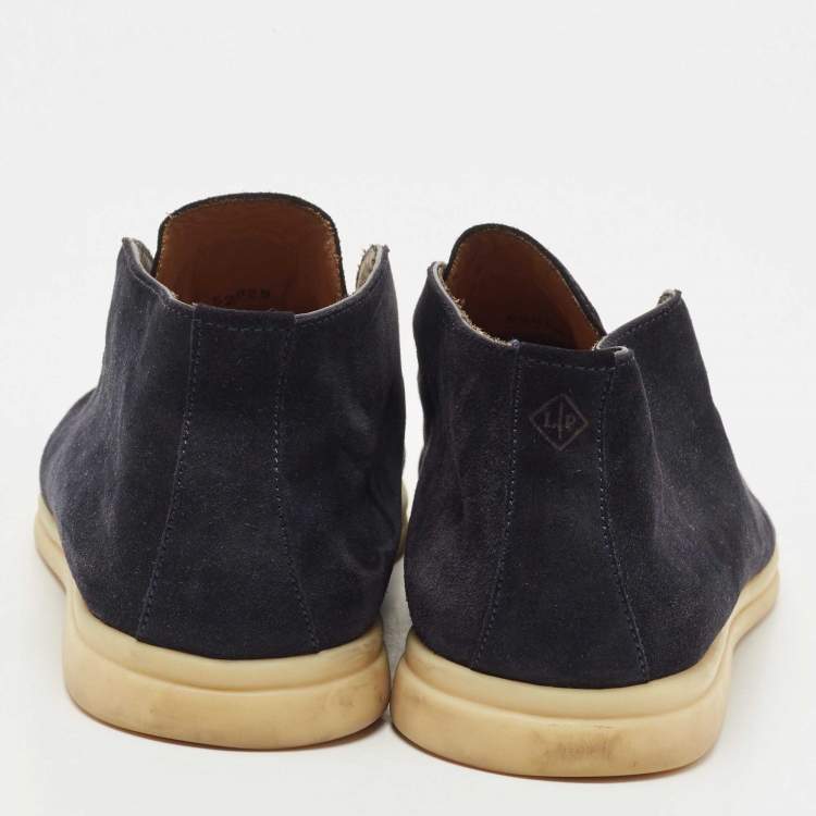 مملوكة مسبقًا Loro Piana Navy Blue Suede Open Walk Ankle Boots Size 41