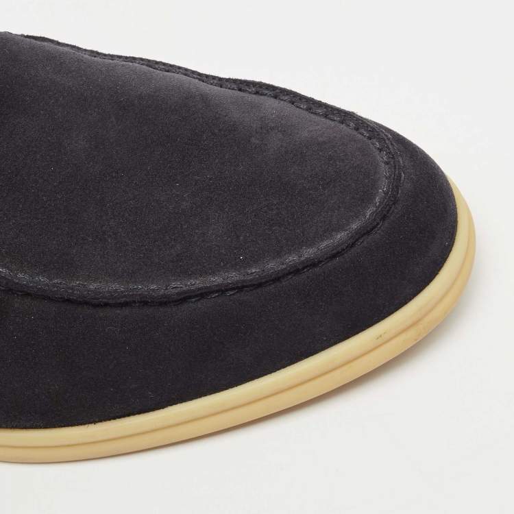 مملوكة مسبقًا Loro Piana Navy Blue Suede Open Walk Ankle Boots Size 41