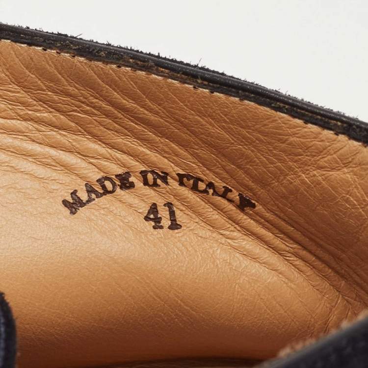 مملوكة مسبقًا Loro Piana Navy Blue Suede Open Walk Ankle Boots Size 41
