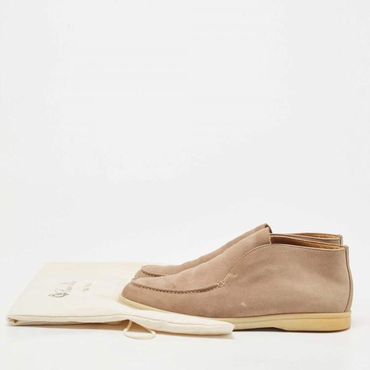Pre Owned Loro Piana Beige Suede Open Walk Ankle Boots Size 40