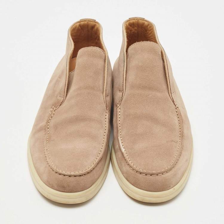 Pre Owned Loro Piana Beige Suede Open Walk Ankle Boots Size 40
