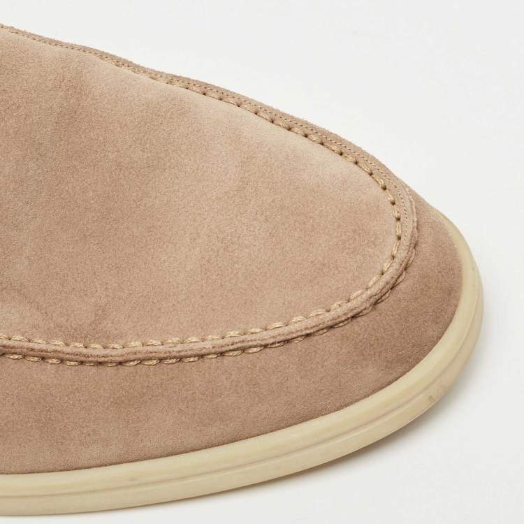 Pre Owned Loro Piana Beige Suede Open Walk Ankle Boots Size 40
