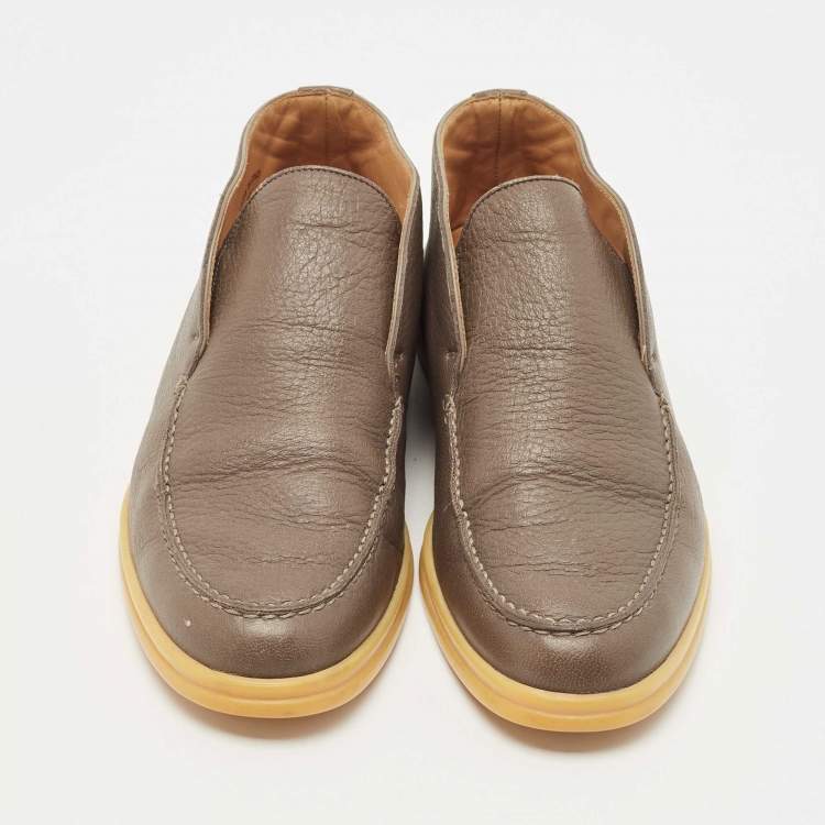 مملوكة مسبقًا Loro Piana Brown Leather Open Walk Ankle Boots Size 40