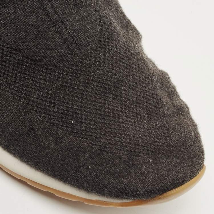 Pre Owned Loro Piana Black Knit Fabric and Suede 360 LP Flexy Walk Sneakers Size 44