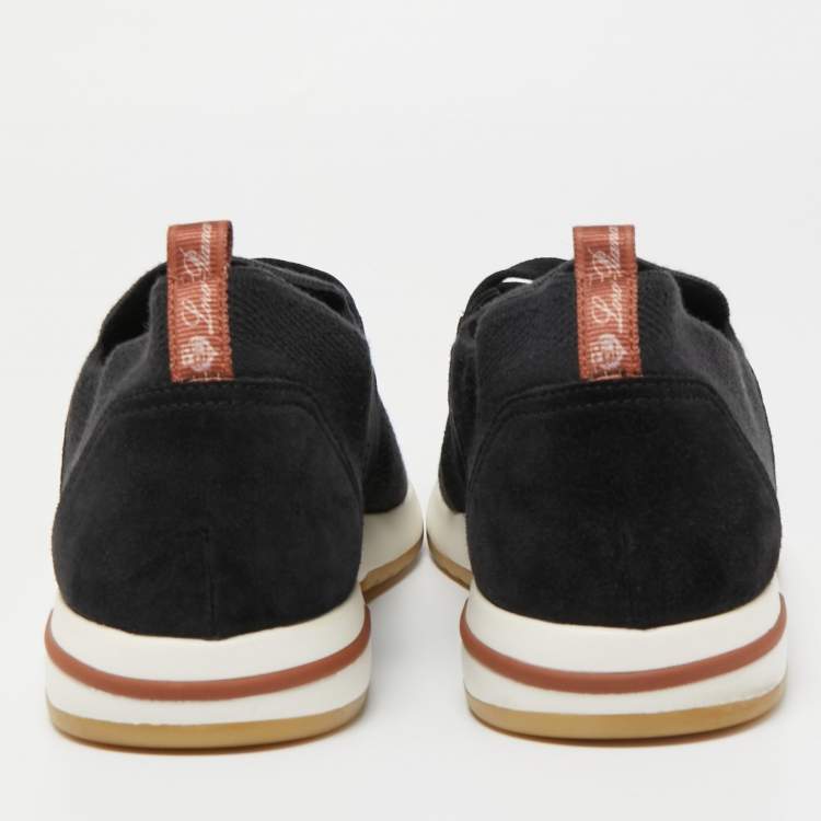 Pre Owned Loro Piana Black Knit Fabric and Suede 360 LP Flexy Walk Sneakers Size 44
