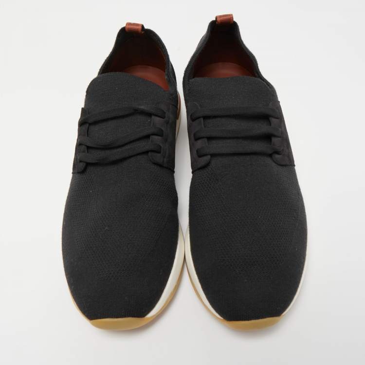 Pre Owned Loro Piana Black Knit Fabric and Suede 360 LP Flexy Walk Sneakers Size 44