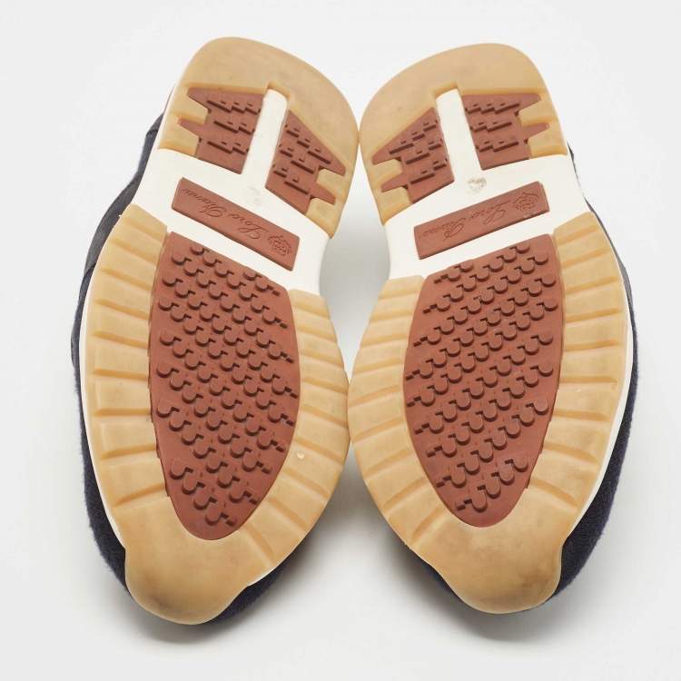 مملوكة مسبقًا Loro Piana Black Knit Fabric and Suede 360 LP Flexy Walk Sneakers Size 44