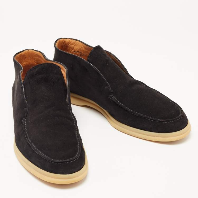 Pre Owned Loro Piana Black Suede Open Walk Boots Size 42