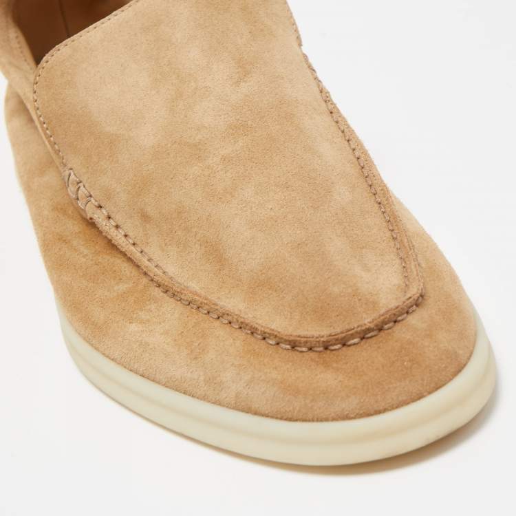 مملوكة مسبقًا Loro Piana Beige Suede Summer Walk Loafers Size 47
