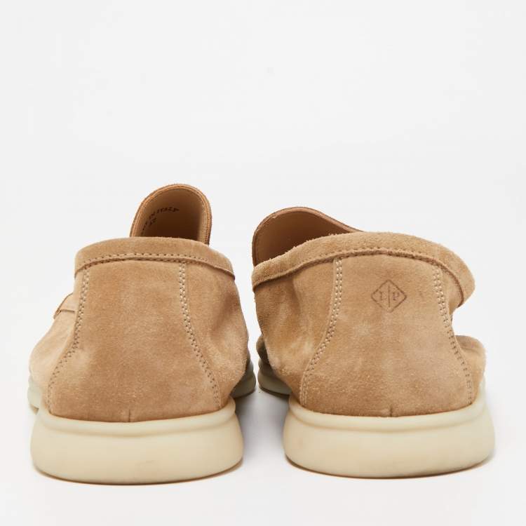 مملوكة مسبقًا Loro Piana Beige Suede Summer Walk Loafers Size 47
