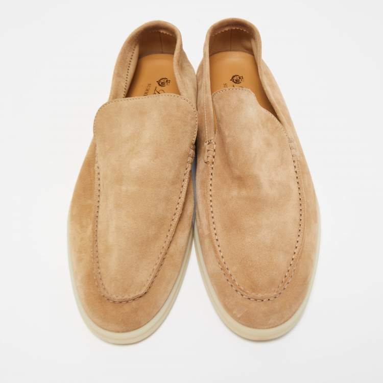 مملوكة مسبقًا Loro Piana Beige Suede Summer Walk Loafers Size 47
