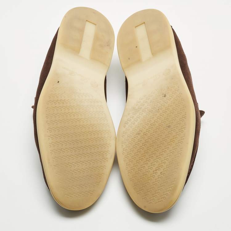 Pre Owned Loro Piana Brown Suede Summer Walk Loafers Size 42.5