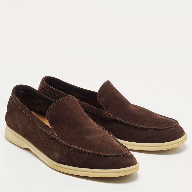 Pre Owned Loro Piana Brown Suede Summer Walk Loafers Size 42.5