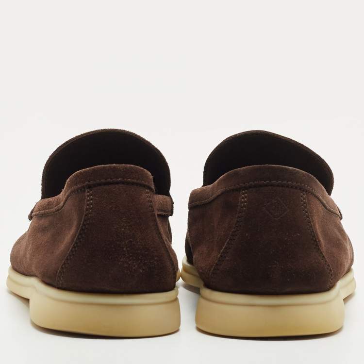 Pre Owned Loro Piana Brown Suede Summer Walk Loafers Size 42.5