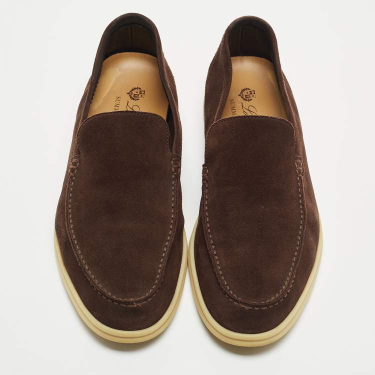 Pre Owned Loro Piana Brown Suede Summer Walk Loafers Size 42.5
