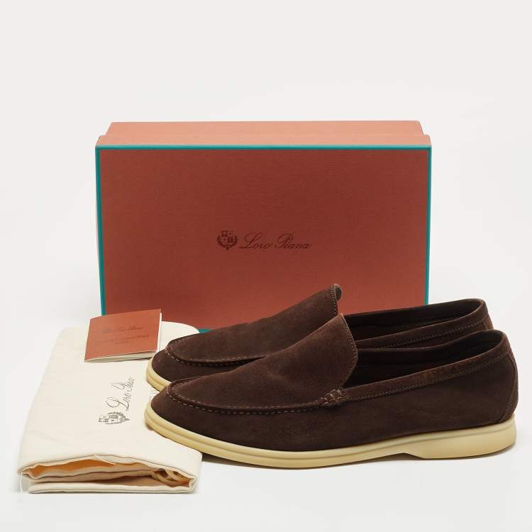 Pre Owned Loro Piana Brown Suede Summer Walk Loafers Size 42.5