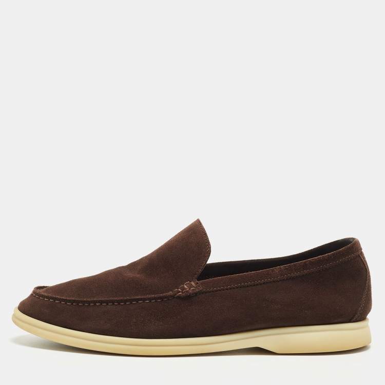 Pre Owned Loro Piana Brown Suede Summer Walk Loafers Size 42.5