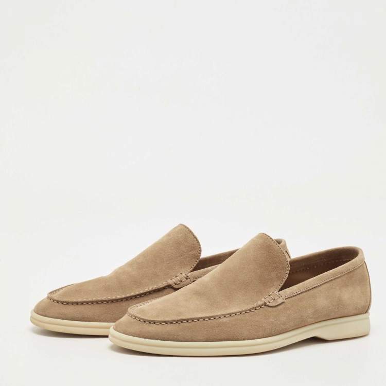 Pre Owned Loro Piana Brown Suede Summer Walk Slip On Loafers Size 42.5