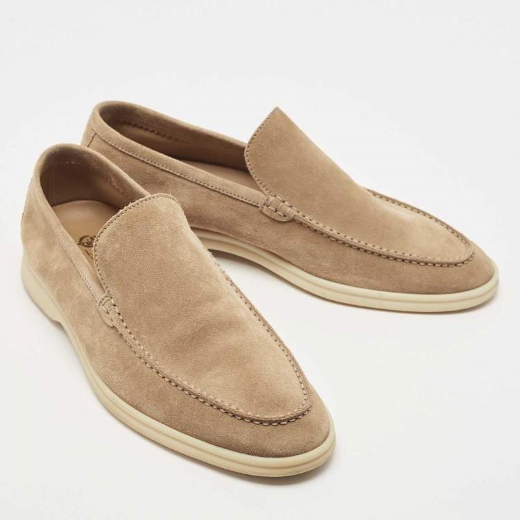 Pre Owned Loro Piana Brown Suede Summer Walk Slip On Loafers Size 42.5