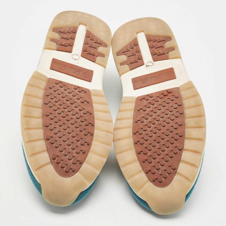 Pre Owned Loro Piana Teal Knit Fabric 360 LP Flexy Walk Sneakers Size 44
