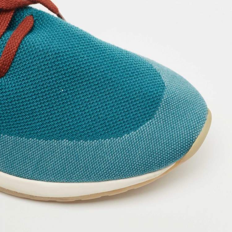 Pre Owned Loro Piana Teal Knit Fabric 360 LP Flexy Walk Sneakers Size 44