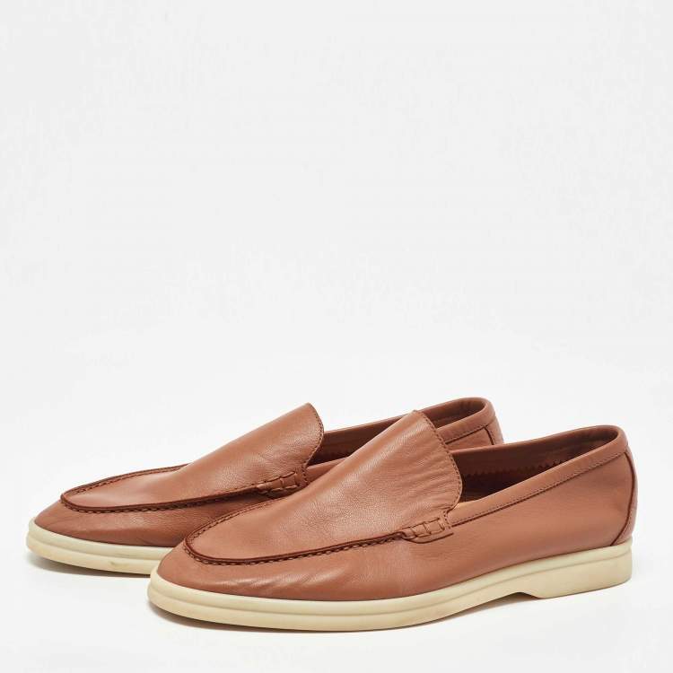 Pre Owned Loro Piana Brown Leather Summer Walk Loafers Size 40