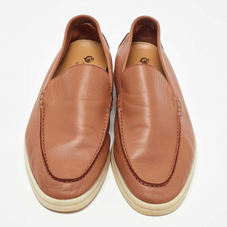 Pre Owned Loro Piana Brown Leather Summer Walk Loafers Size 40
