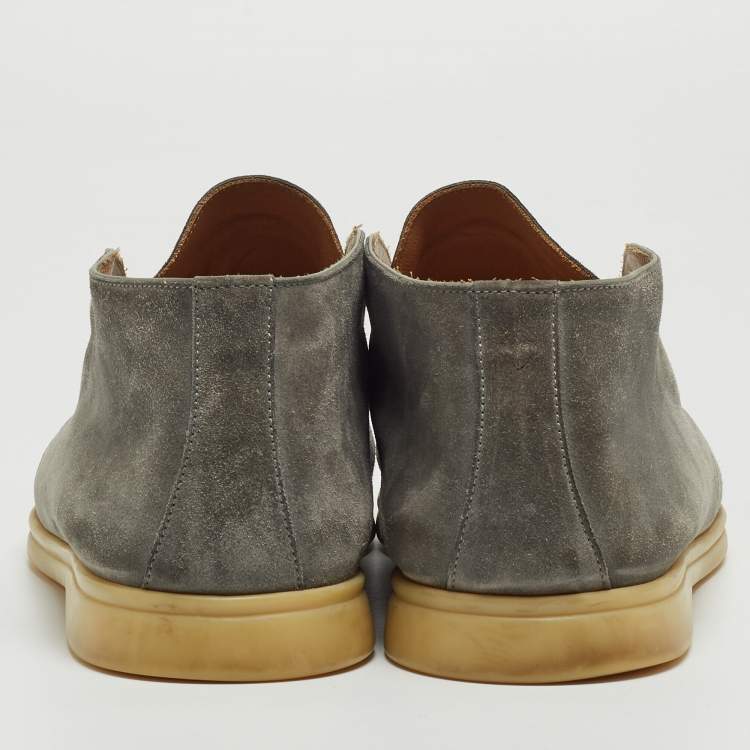 مملوكة مسبقًا Loro Piana Grey Suede Open Walk Chukka Boots Size 44