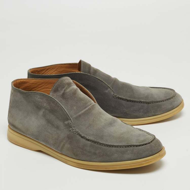 مملوكة مسبقًا Loro Piana Grey Suede Open Walk Chukka Boots Size 44