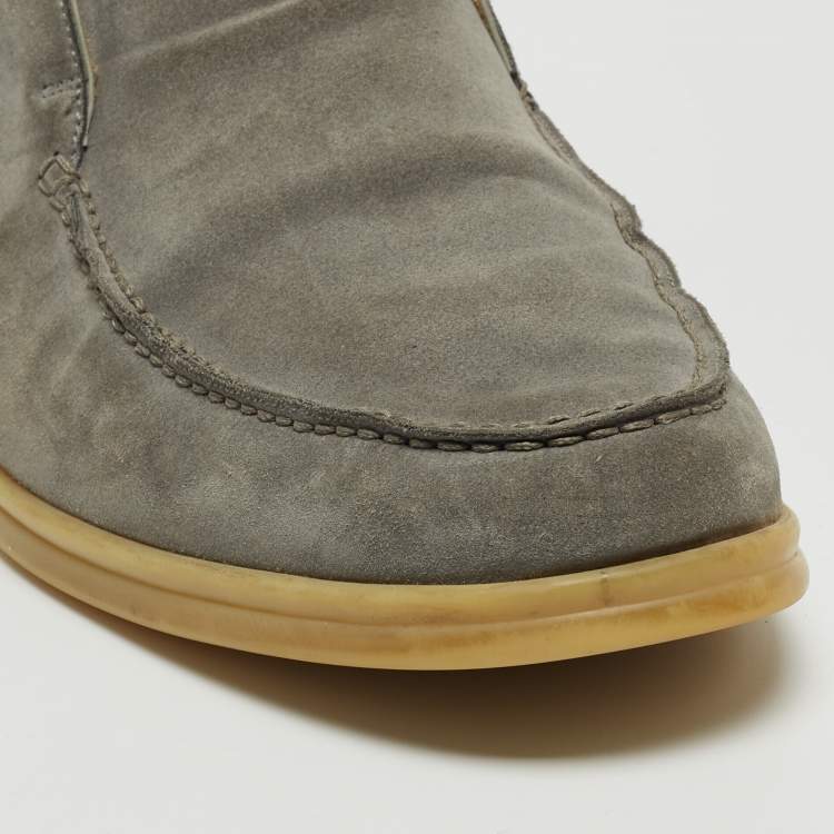 مملوكة مسبقًا Loro Piana Grey Suede Open Walk Chukka Boots Size 44