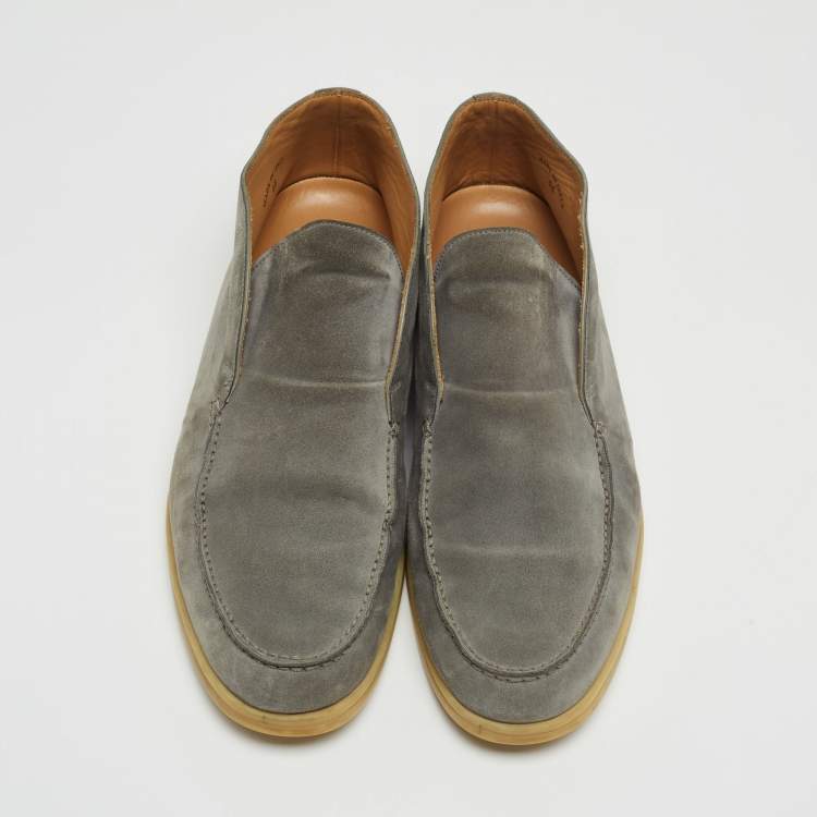 مملوكة مسبقًا Loro Piana Grey Suede Open Walk Chukka Boots Size 44