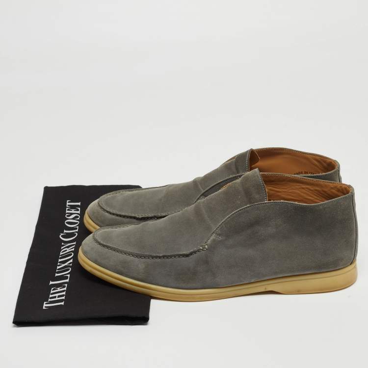 مملوكة مسبقًا Loro Piana Grey Suede Open Walk Chukka Boots Size 44