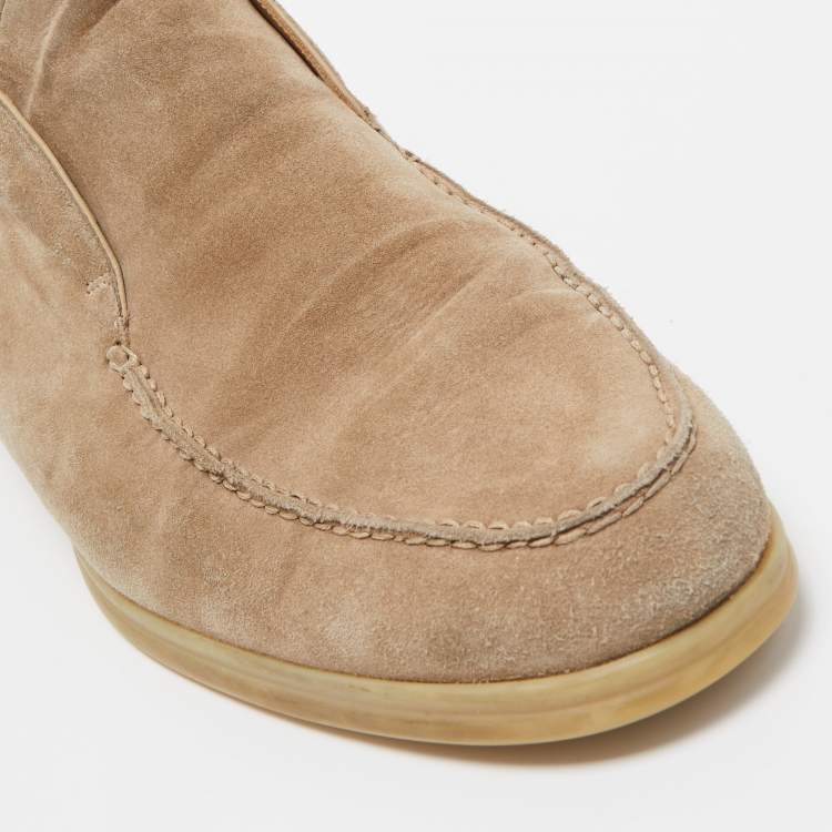 مملوكة مسبقًا Loro Piana Beige Suede Open Walk Chukka Boots Size 44