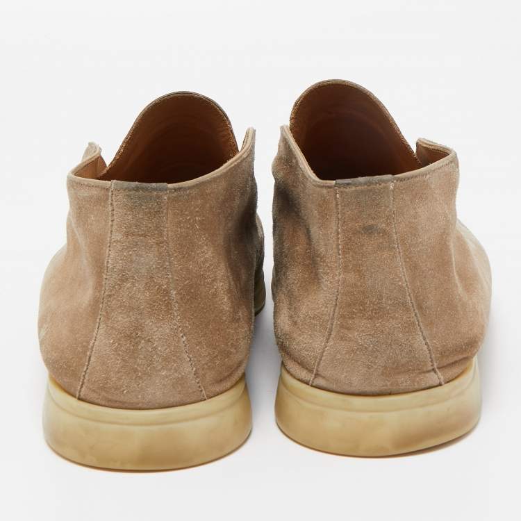 مملوكة مسبقًا Loro Piana Beige Suede Open Walk Chukka Boots Size 44