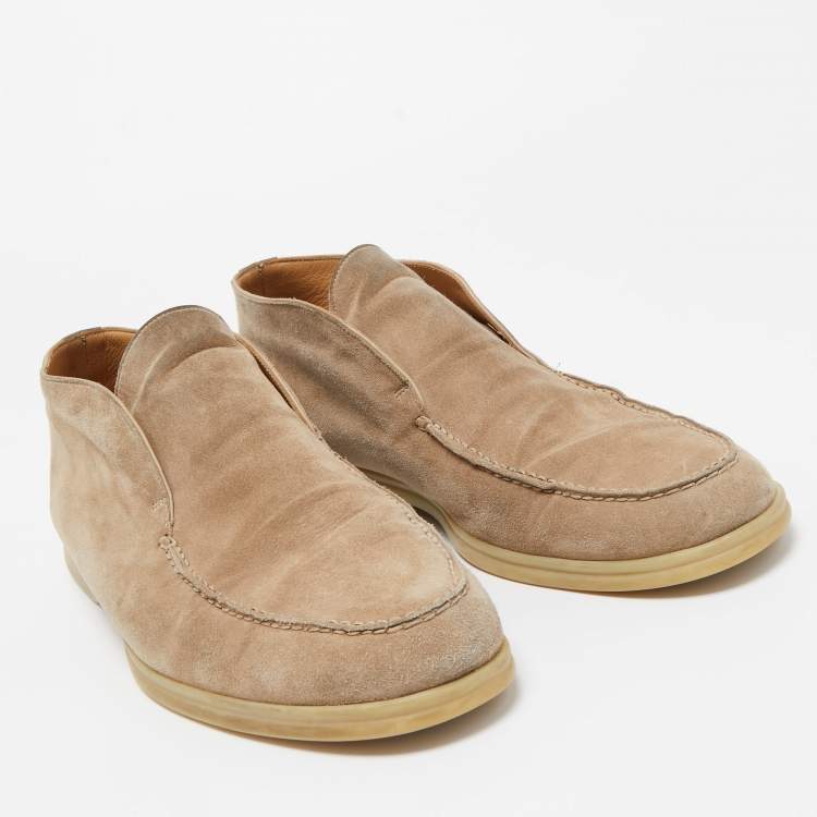مملوكة مسبقًا Loro Piana Beige Suede Open Walk Chukka Boots Size 44