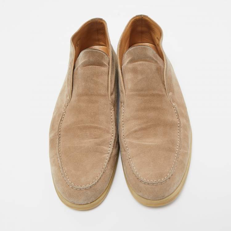 مملوكة مسبقًا Loro Piana Beige Suede Open Walk Chukka Boots Size 44